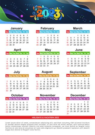 2023 calendar year vector illustration vol 2