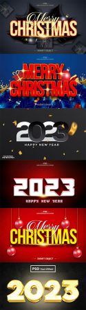 Christmas and 2023 style text effect in psd