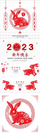 2023 year of the rabbit chinese zodiac symbol on white background