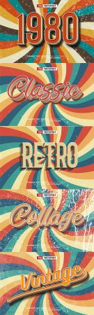 Retro vintage 80s 3d editable text effect psd