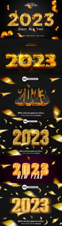 2023 new year 3d editable psd text effect