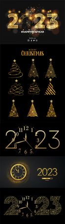 Happy new year 2023 and Merry christmas vector background