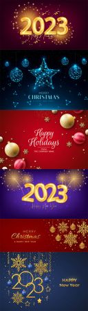 Christmas vector background with realistic decoration