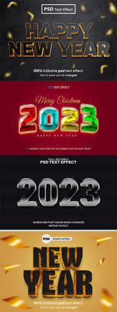 Merry christmas 2023 psd text effect editable