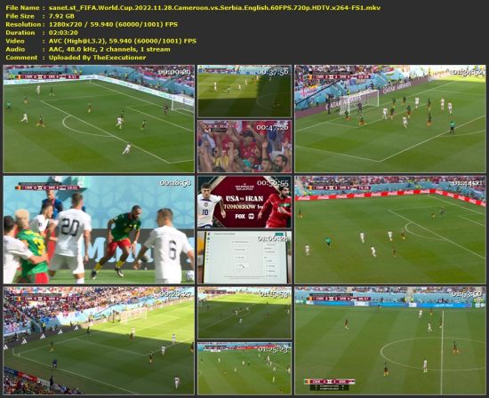 FIFA World Cup 2022 11 28 Cameroon vs Serbia English 60FPS 720p HDTV x264-FS1