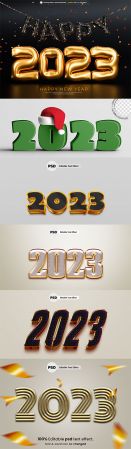 2023 colorful text effect editable in psd