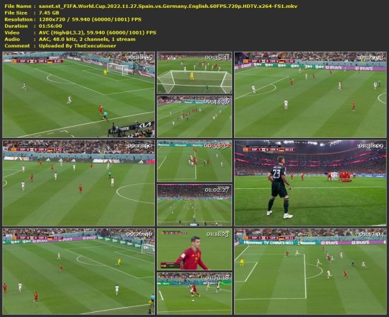 FIFA World Cup 2022 11 27 Spain vs Germany English 60FPS 720p HDTV x264-FS1