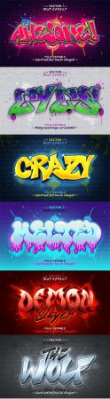 Glow graffiti art style editable vector text effect