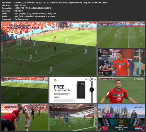 FIFA World Cup 2022 11 23 Marocco vs Croatia English 60FPS 720p HDTV x264-FS1