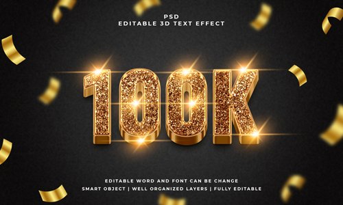 100k luxury psd 3d text effect premium with background