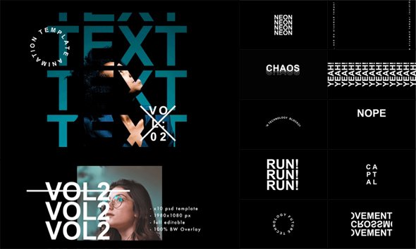 10 Text Animated Templates for Photoshop + Footages
