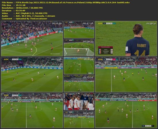 FIFA World Cup 2022 Round of 16 France vs Poland 2160p WEBRip h264-JustHD