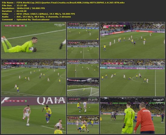 FiFa World Cup 2022 Quarter Final Croatia vs Brazil HDR 2160p HDTV DDPA5 1 H 265-BTN