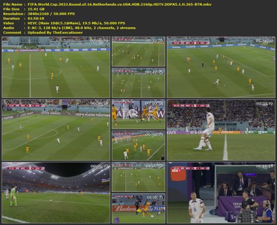 FIFA World Cup 2022 Round of 16 Netherlands vs USA HDR 2160p HDTV DDPA5 1 H 265-BTN