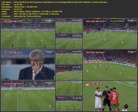FIFA World Cup 2022 Quarter Final Morocco vs Portugal HDR 2160p HDTV DDPA5 1 H 265-BTN
