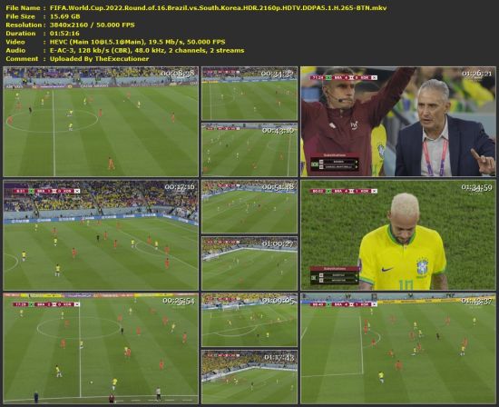 FIFA World Cup 2022 Round of 16 Brazil vs South Korea HDR 2160p HDTV DDPA5 1 H 265-BTN