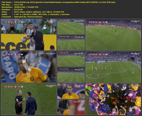 FIFA World Cup 2022 Quarter Final Netherlands vs Argentina HDR 2160p HDTV DDPA5 1 H 265-BTN