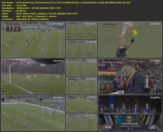 FIFA World Cup 2022 Round Of 16 Netherlands v United States 2160p 4K HDR10 UHD-SC