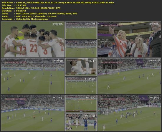 FIFA World Cup 2022 11 29 Group B Iran Vs USA 4K 2160p HDR10 UHD-SC