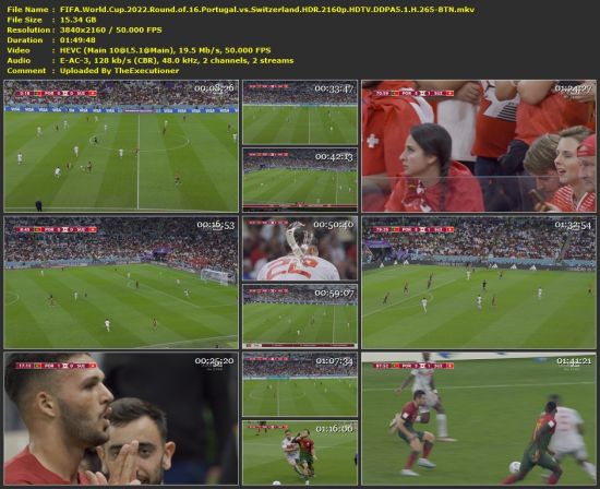 FIFA World Cup 2022 Round of 16 Portugal vs Switzerland HDR 2160p HDTV DDPA5 1 H 265-BTN