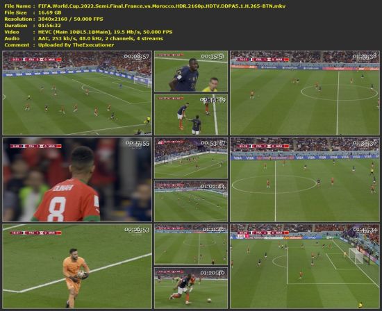 FIFA World Cup 2022 Semi Final France vs Morocco HDR 2160p HDTV DDPA5 1 H 265-BTN
