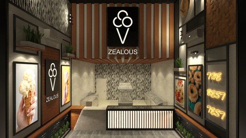3Ds Max &amp; Vray - Design 3D Modern Shop Project In 4.5 Hrs.