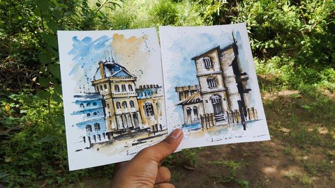 Urban Sketching - Learn To Paint Three Beautiful Paintings
