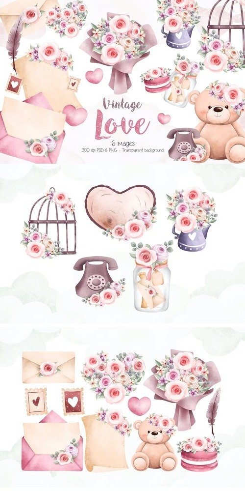 Vintage Love Clipart Design Template - SoftArchive