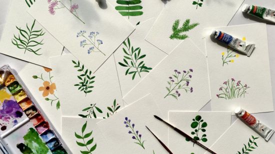 Minimal Watercolor Botanicals  Paint Simplified and Stylised Leaves and Florals