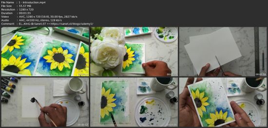 Abstract Watercolor Sunflower Painting