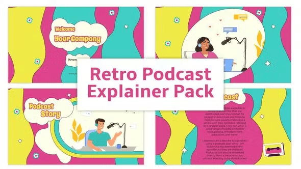 Videohive - Retro Podcast Explainer Animation Scene Pack - 45655459