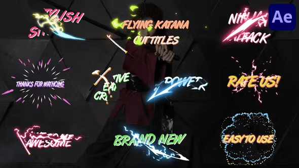 Videohive - Flying Katana Cut Titles for After Effects - 45630508