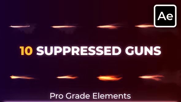 Videohive - Suppressed Gunfire | Silencer Muzzle Flashes 45610827