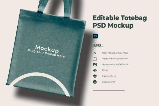 Editable Totebag PSD Mockup