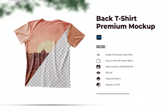 Back T-Shirt Premium Mockup