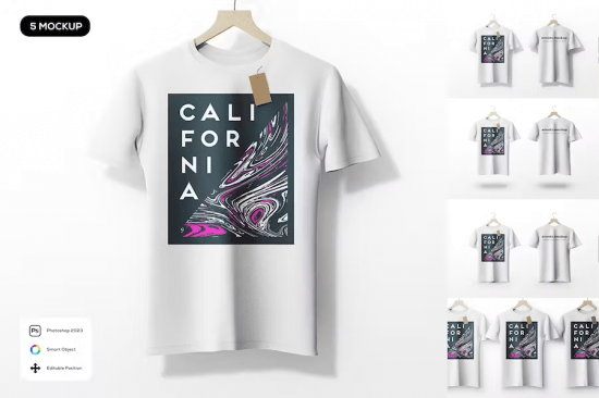 Hanging Round Neck T-Shirt Mockup