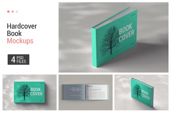 Hard Cover Horizontal Book Mockup