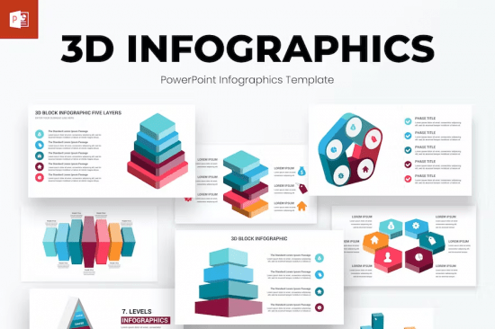 3D Infographics PowerPoint Template diagrams