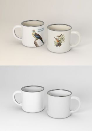Enamel Mugs - PSD Mockup Template