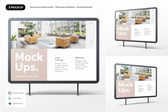Large Sidewalk Billboard Mockup