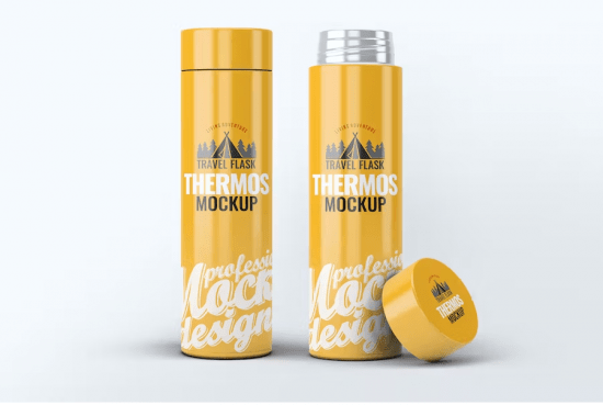 Steel Thermos Bottle Mock-Up
