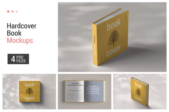 Hard Cover Square Book Mockup