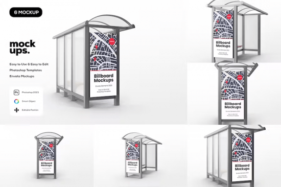 Billboard Bus Shelter Mockup