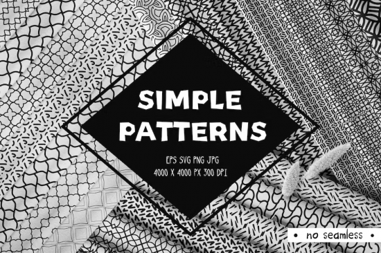 Black and white geometric patterns bundle