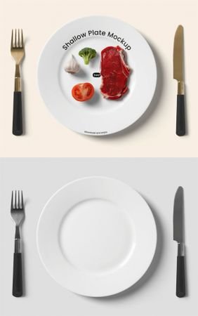 Realistic Shallow Plate - PSD Mockup Template