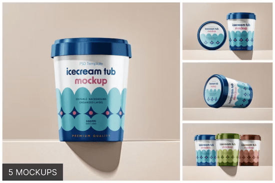 Ice Cream Tub Mockup Set