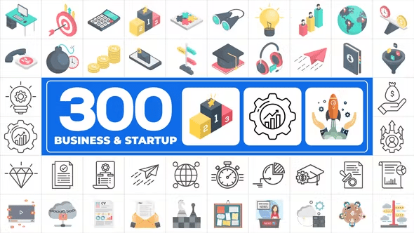 Videohive - 300 Icons Pack - Business &amp; Startups - 45655212