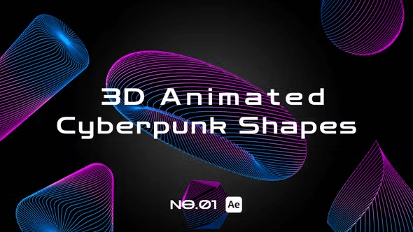 Videohive - 3D animated cyberpunk shapes - 45647715