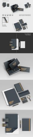 Gold &amp; Black Stationery PSD Mockup Template