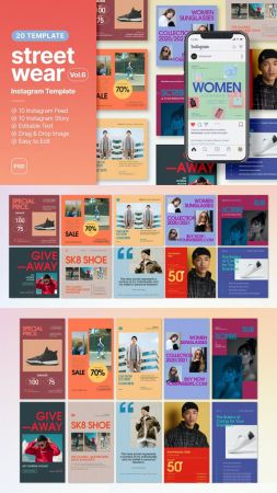 20 Streetwear Instagram Templates Vol.6